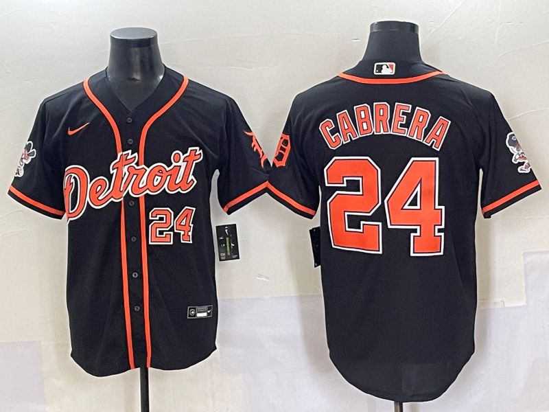 Men 2025 Detroit Tigers #24 Cabrera Black Joint Name Nike MLB Jersey style 4